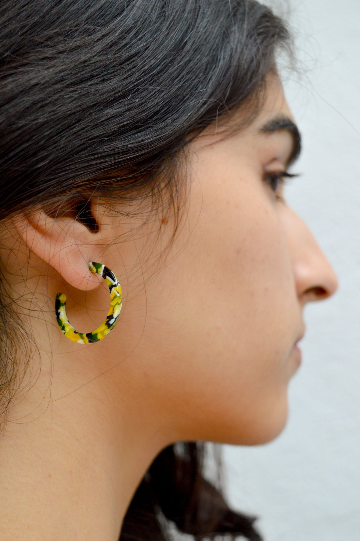 B.M.L Isla Resin Hoop Yellow Earrings