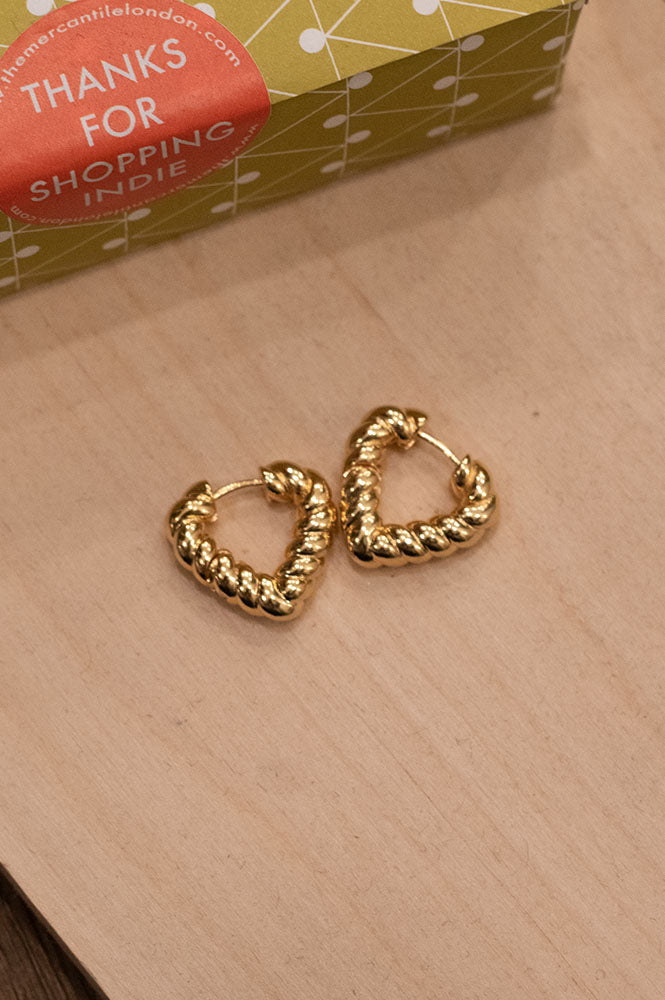 L.A Creole Gold Heart Hoop Earrings