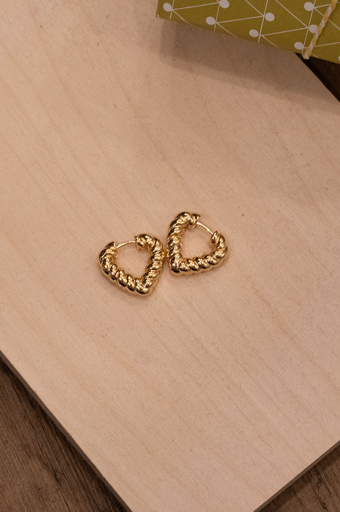 L.A Creole Gold Heart Hoop Earrings