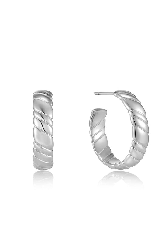 Ania Haie Silver Smooth Twist Hoop Earrings