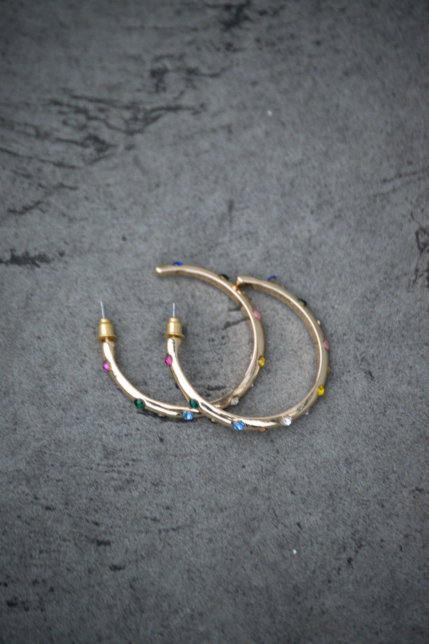 B.M.L Ginette Rainbow Stone Hoop Earrings