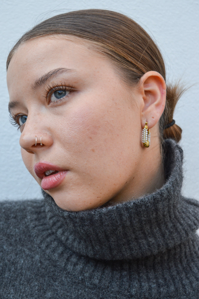 White Pearl Square Earrings