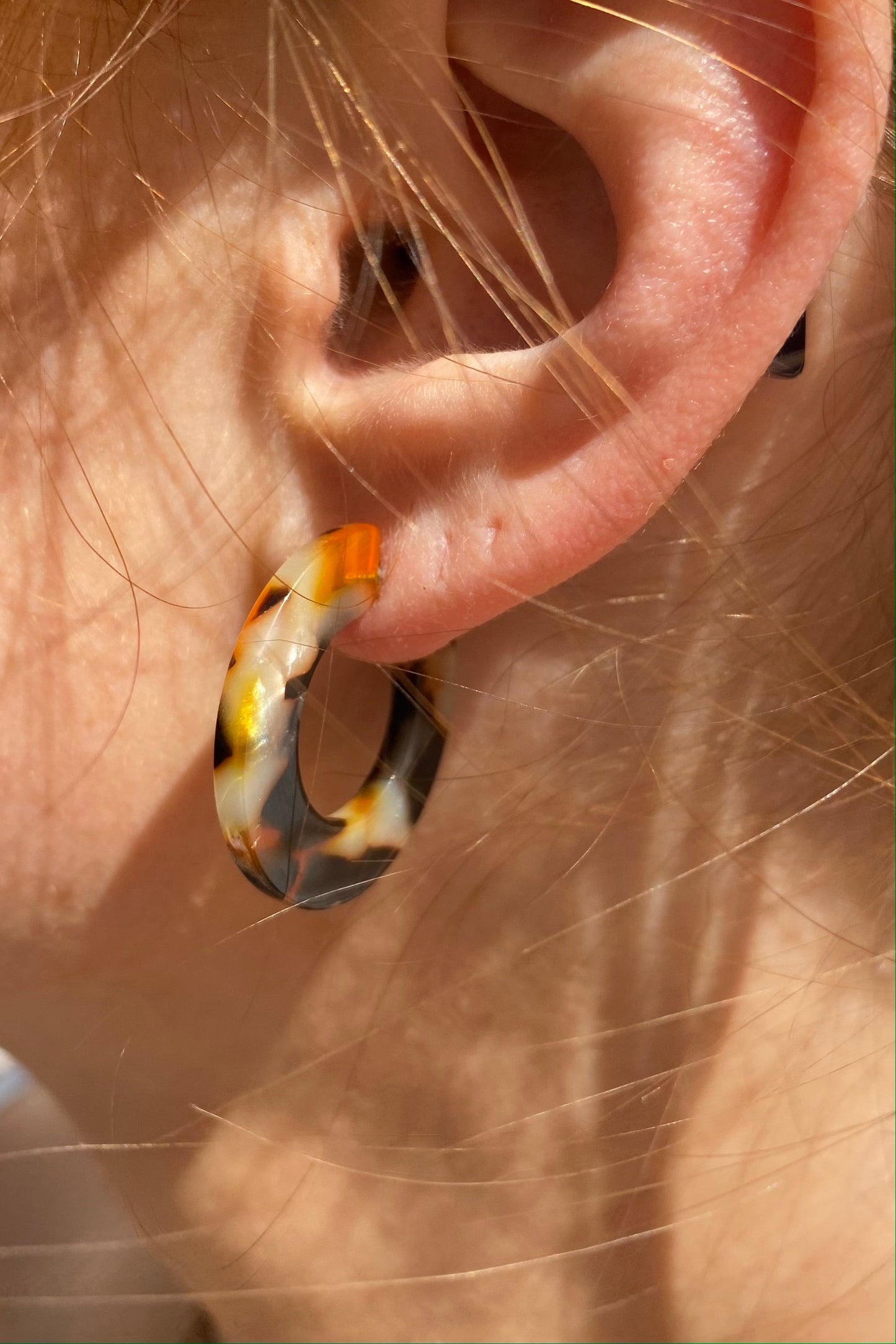 B.M.L Hortense Flat Oval Resin Hoop Orange Earrings