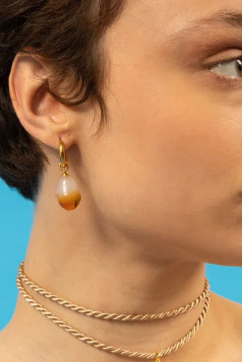 Sandralexandra Glass Pearl Amber Earrings