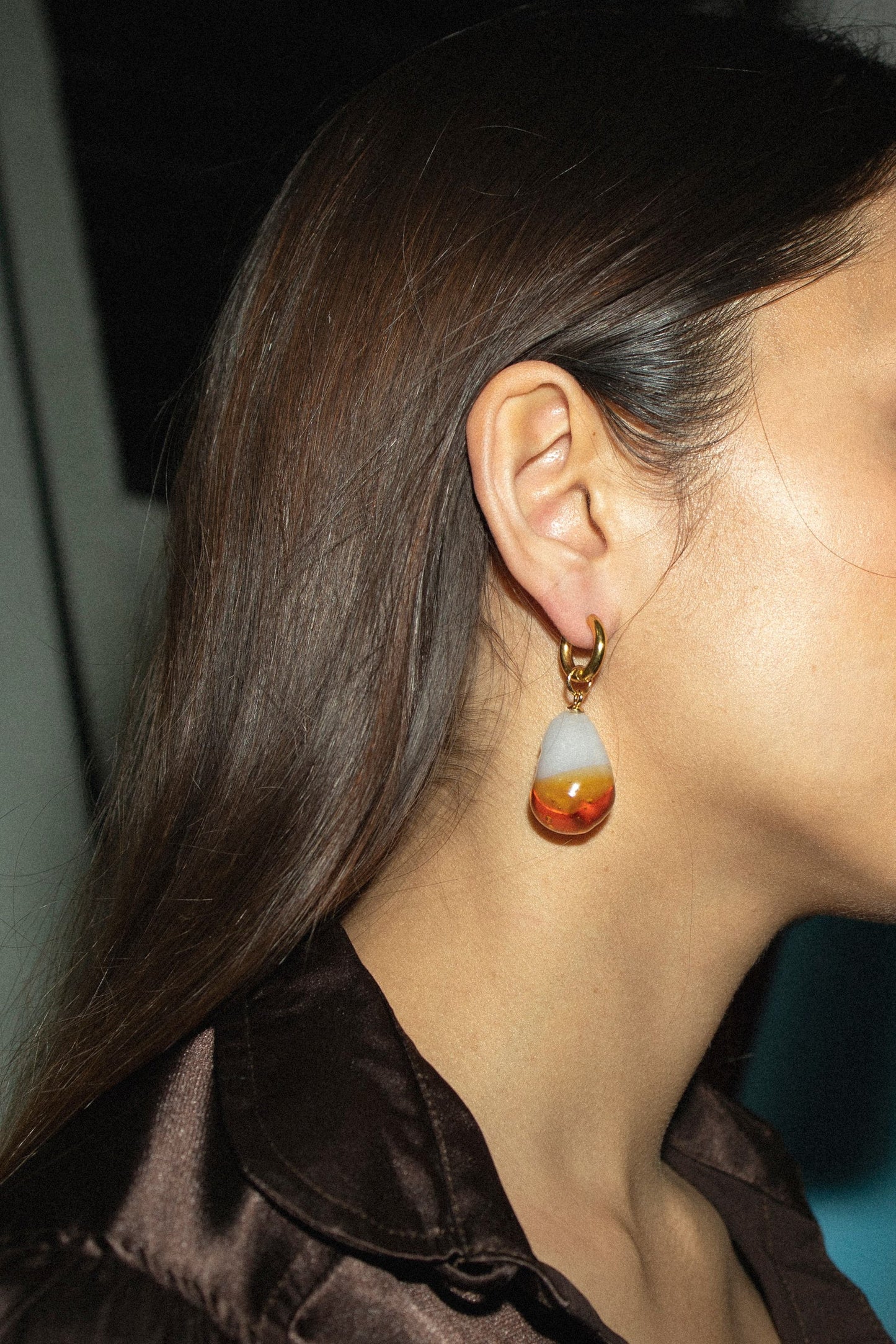 Sandralexandra Glass Pearl Amber Earrings