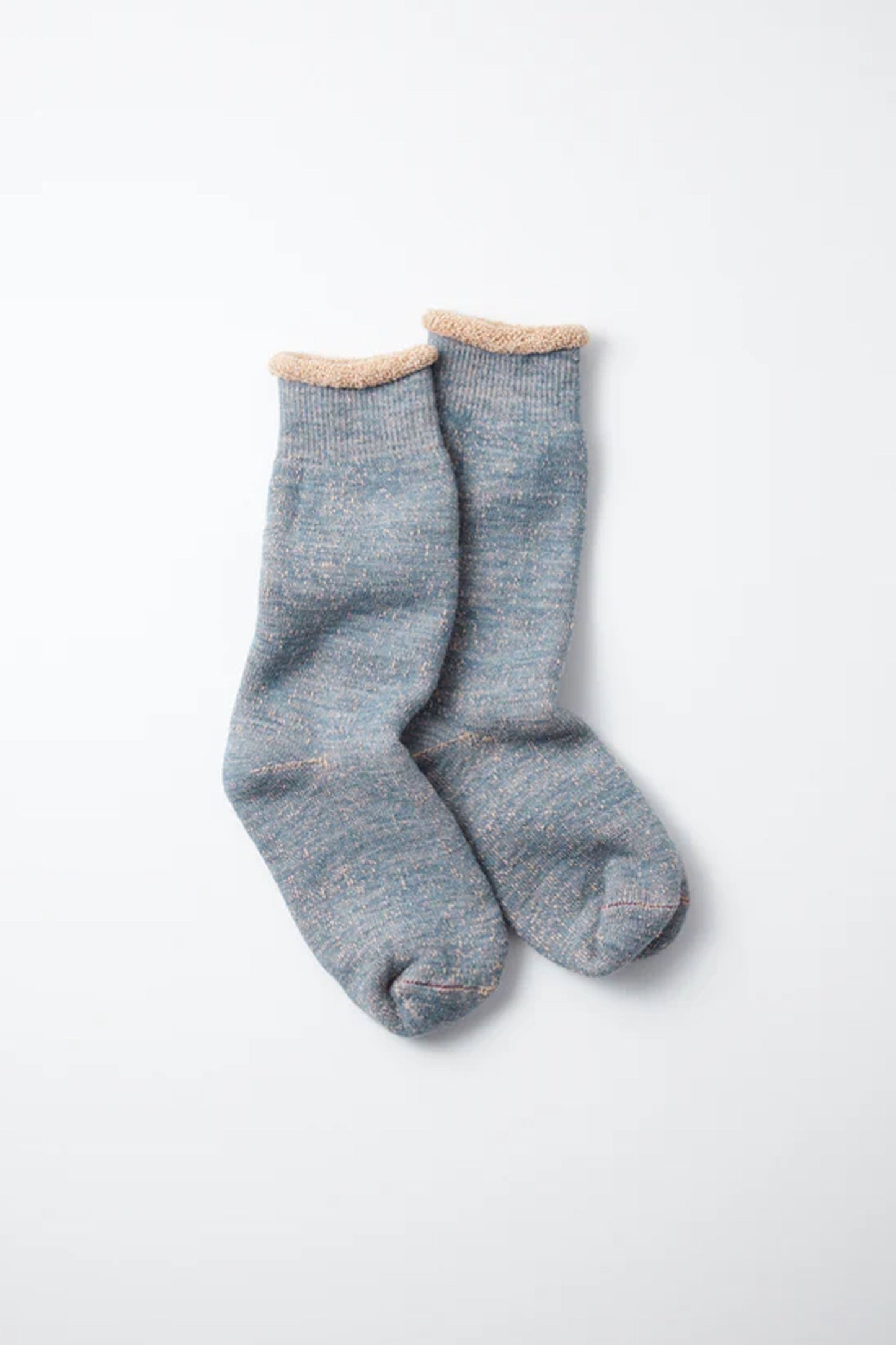 Rototo Double Face Crew Blue Brown Socks