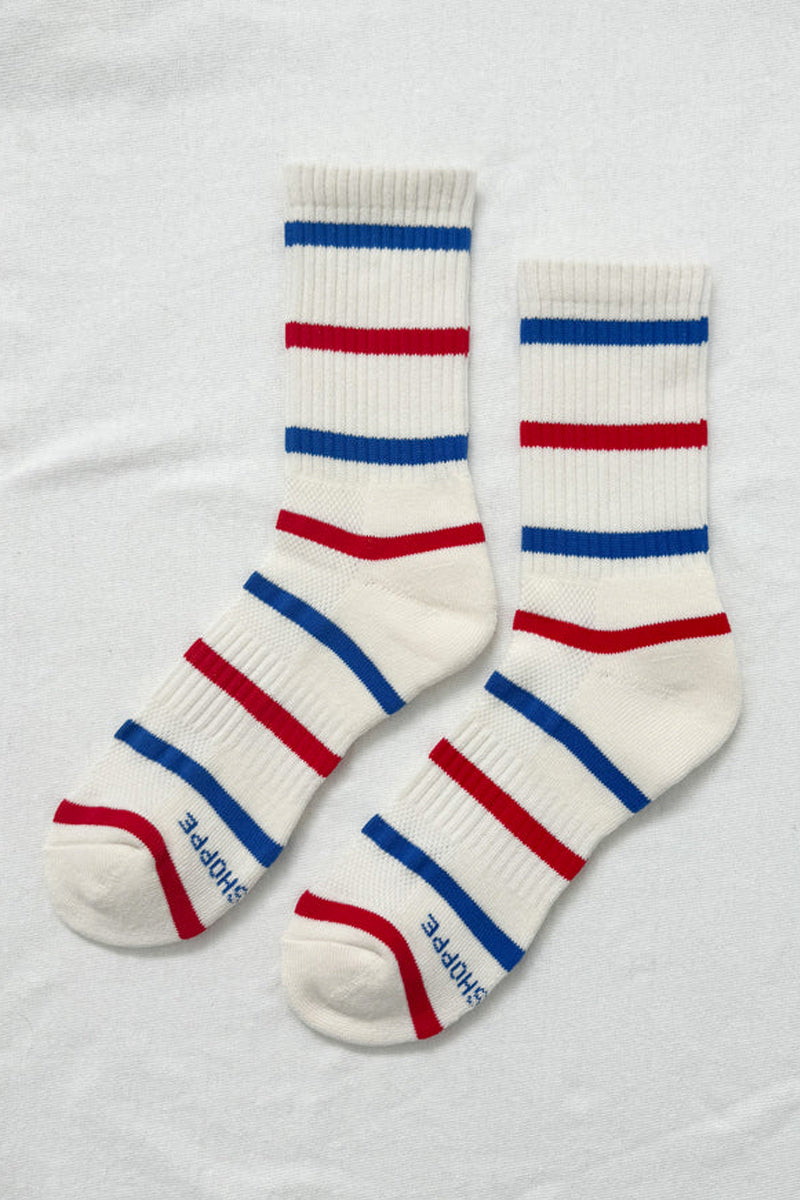 Le Bon Shoppe Boyfriend Red and Blue Striped Socks