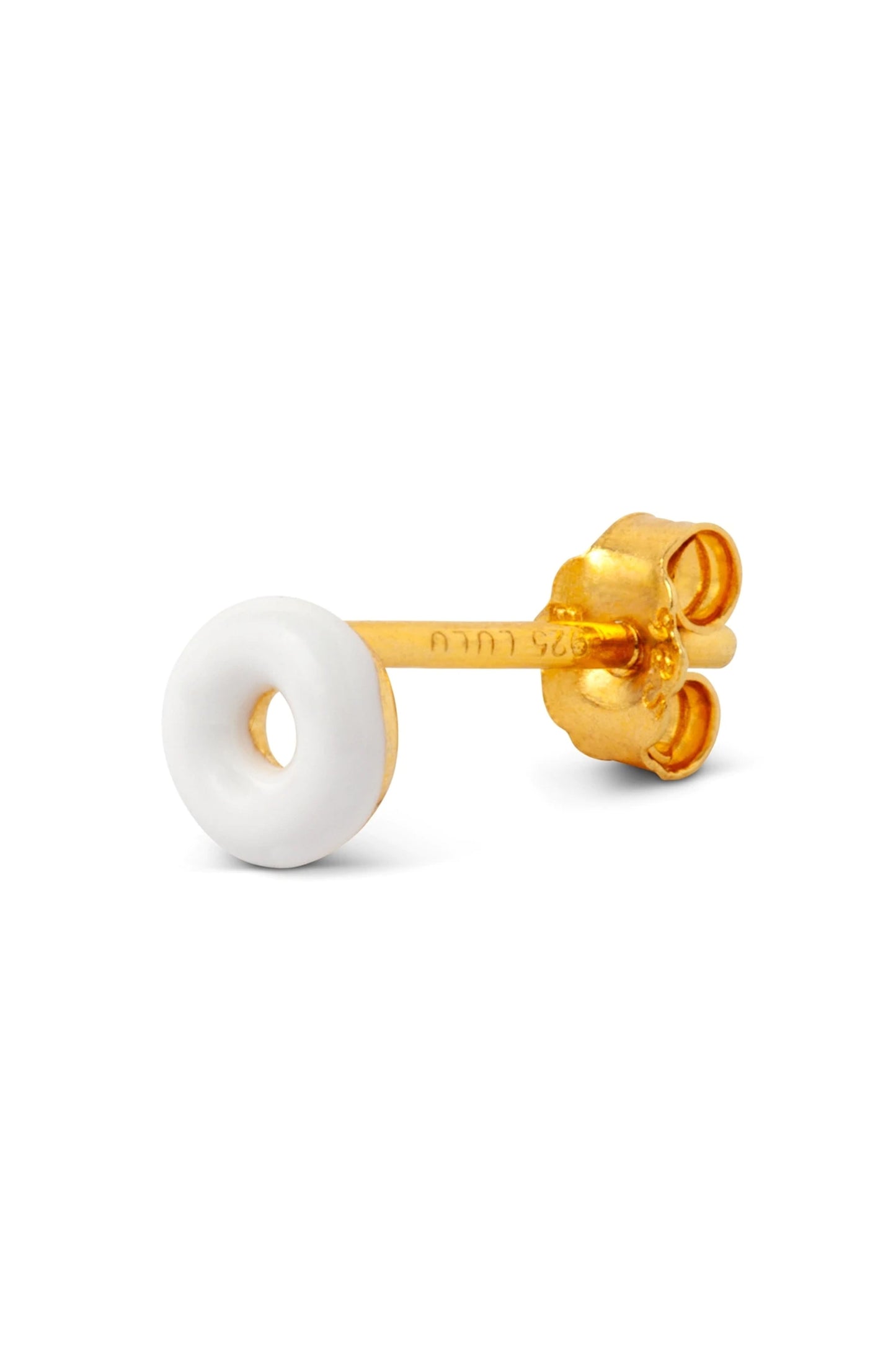 Lulu Single White Enamel Donut Earring