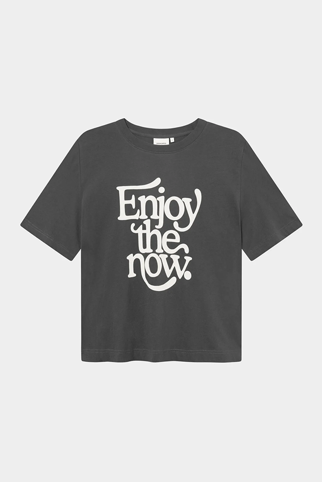 Dedicated Vadstena Enjoy the Now Charcoal T-Shirt