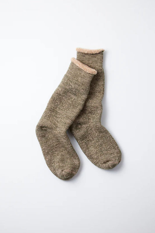 Rototo Double Face Crew Green Brown Socks