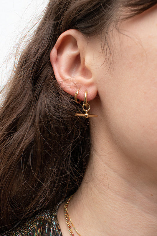 L.A. T-Bar Huggie Hoop Earrings