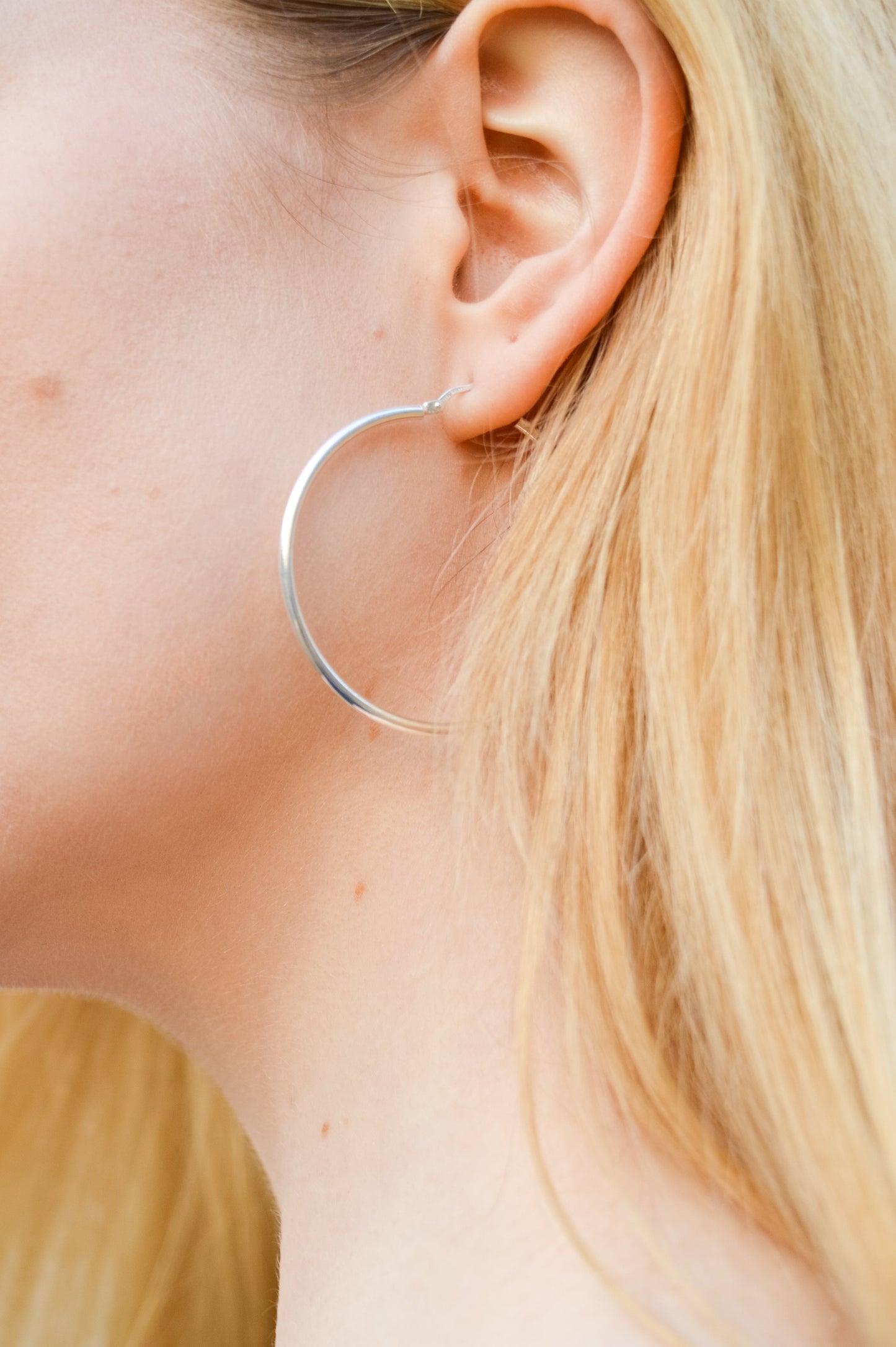 LBJ Plain 40mm Silver Hoop Earrings