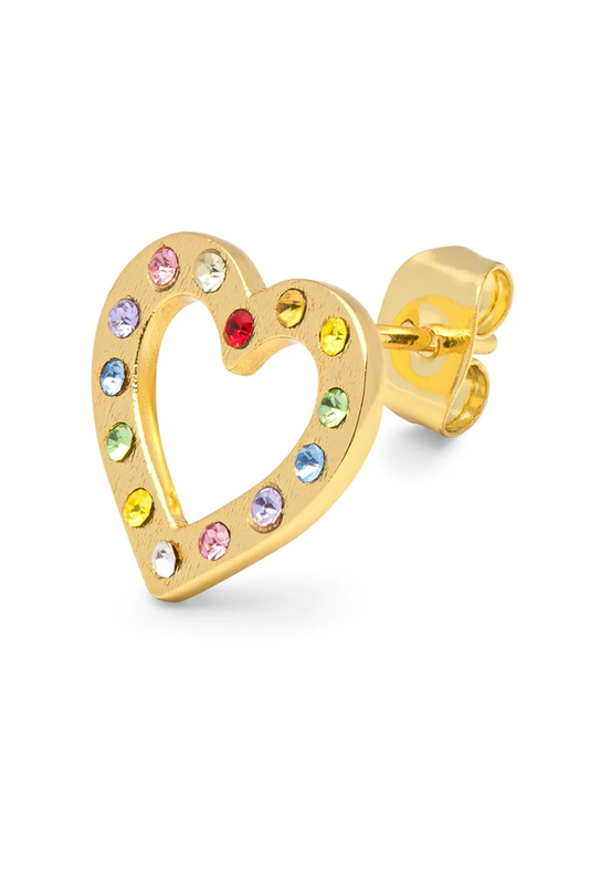 Lulu OMG Heart Rainbow Crystal Single Earring