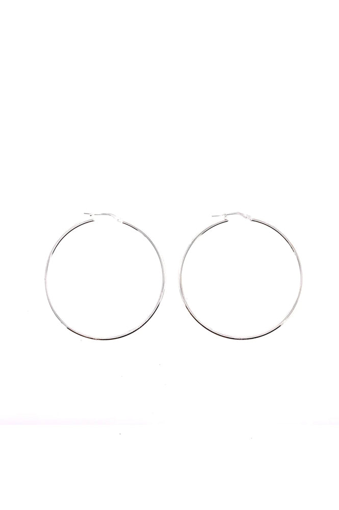 LBJ Plain 40mm Silver Hoop Earrings