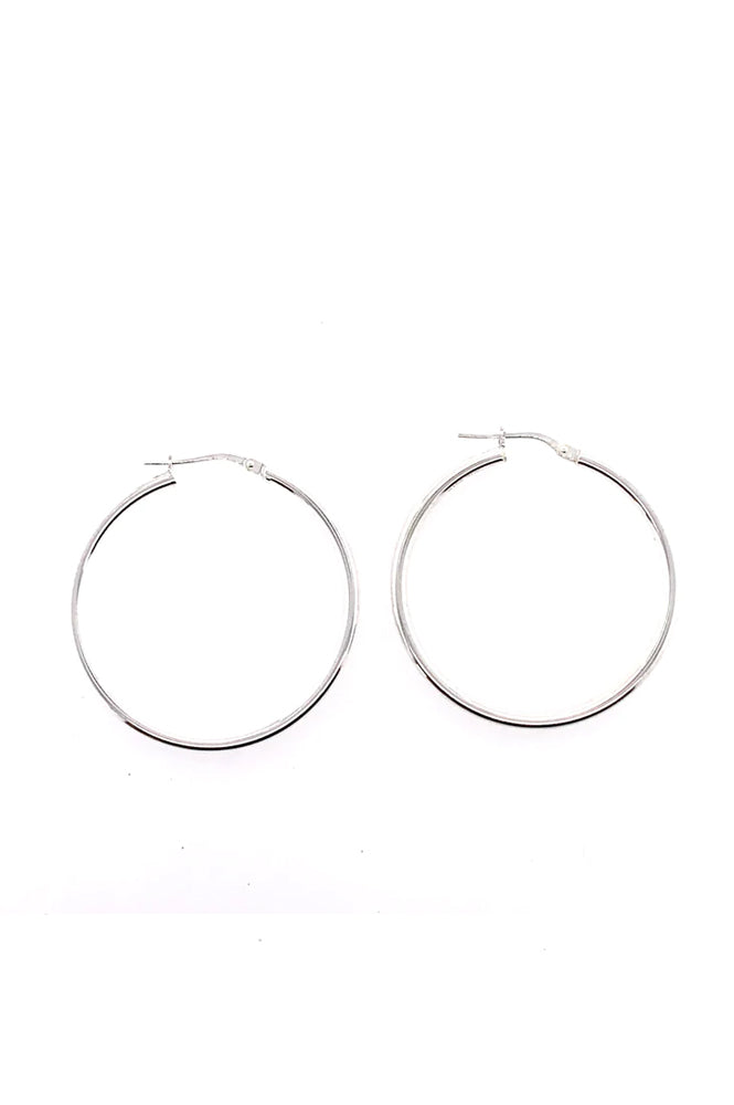 LBJ Plain 30mm Silver Hoop Earrings